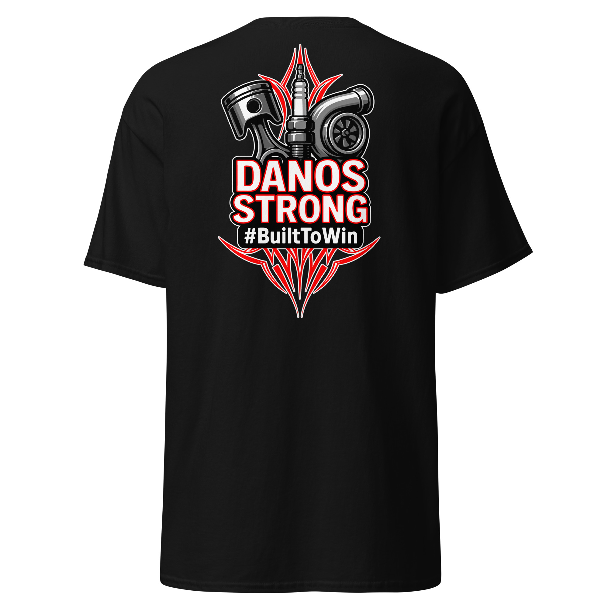 Danos Strong fundraiser shirt in black - back print